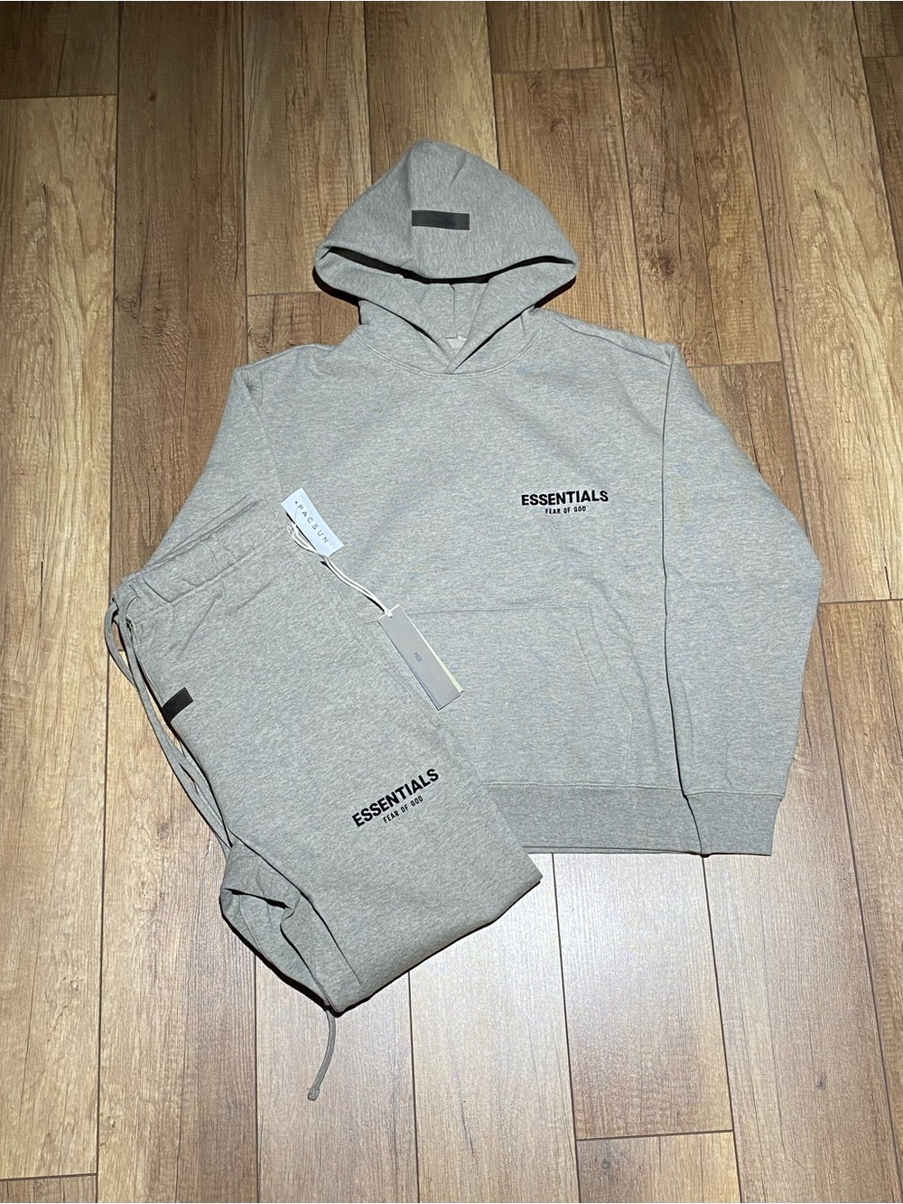 Essentials Fear of God Heather Gray Dark Oatmeal Hoodie and Sweatpants Set